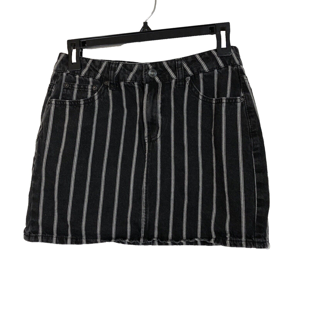Black and White Denim Striped Mini Skirt 27 Juniors 5 Western Jeans Vanilla Star